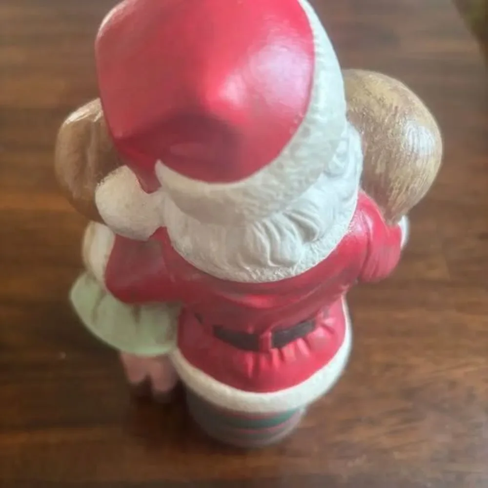Vintage 1976 Signed Ceramic Santa Claus with Children Figurine